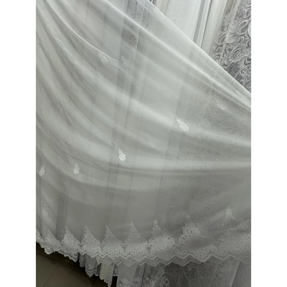 Бамбуковая тюль с шикарной вышивкой №24870 для зала, гостинной