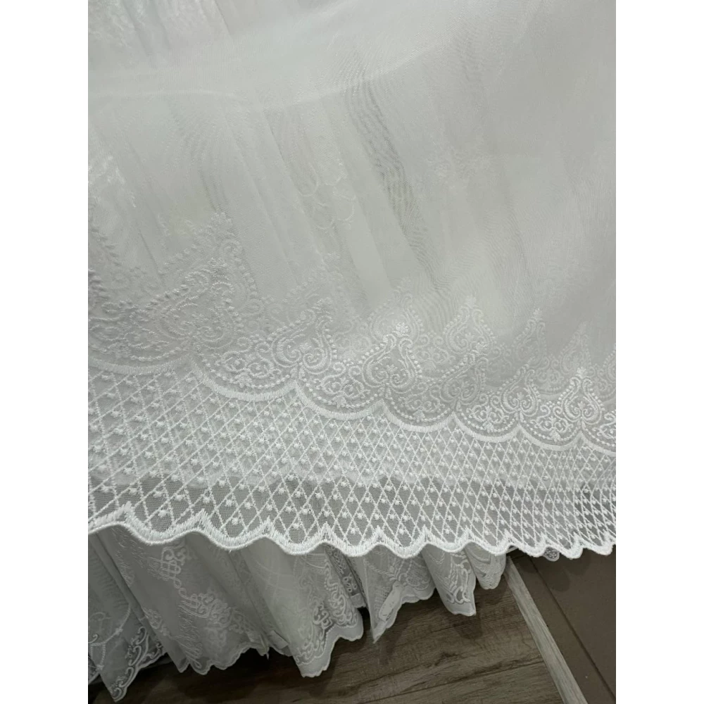 Качественный бамбуковый тюль с вышивкою по низу №2634 для зала, спальни