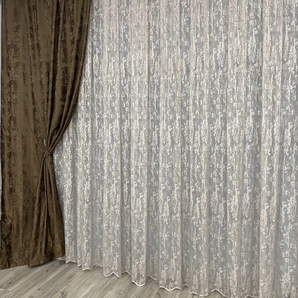 Тюль жаккард Мрамор №100 Коричневый