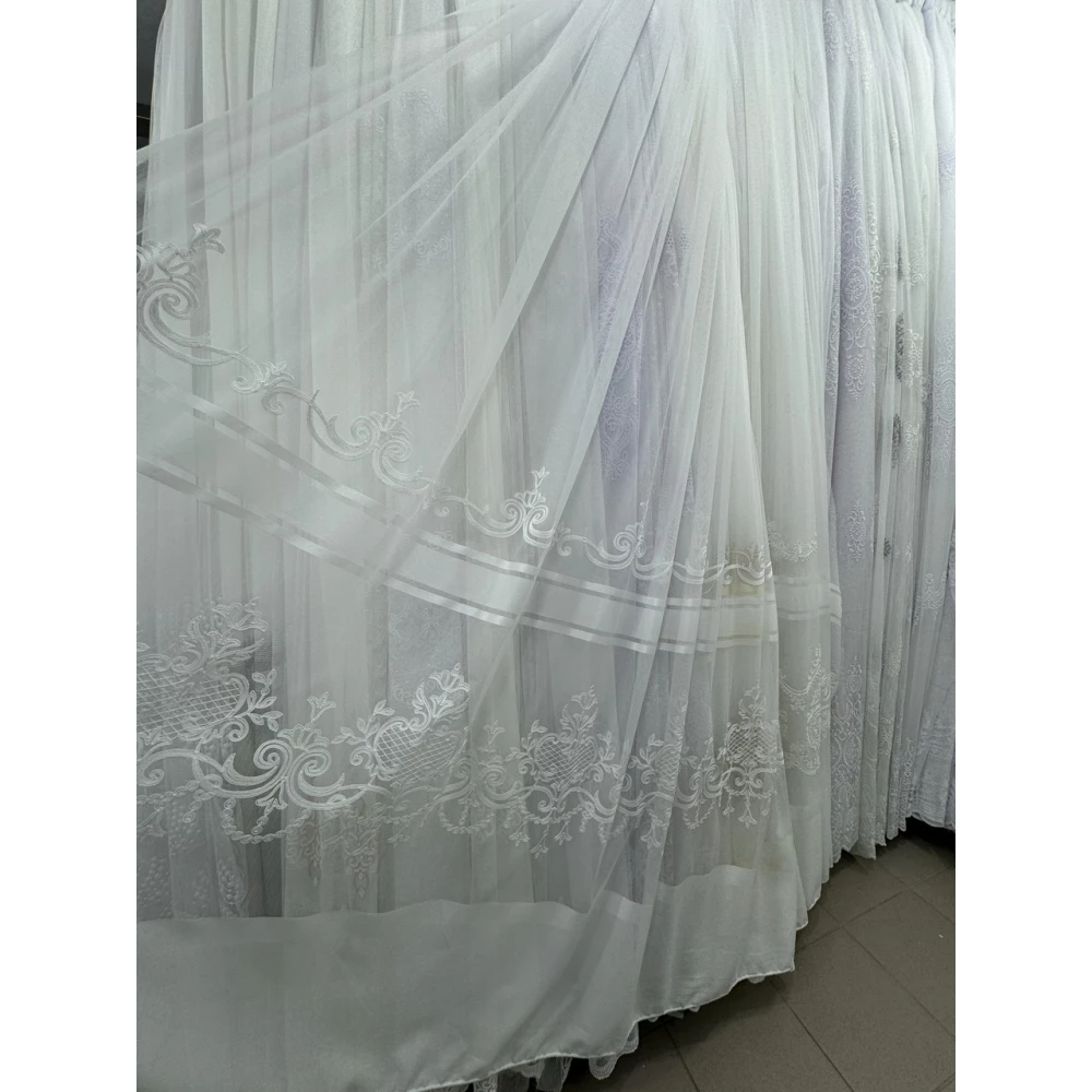 Тюль бамбук с вышивкой Keten 7238 айвори
