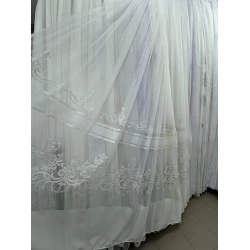 Тюль бамбук з вишивкою Keten 7238 айворі