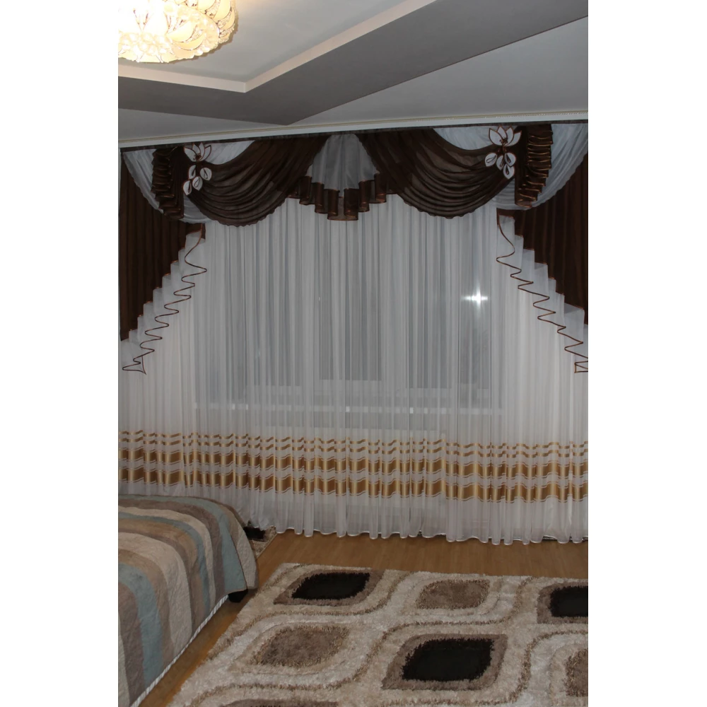 Ламбрекен шифоновий 3м №158 шоколад