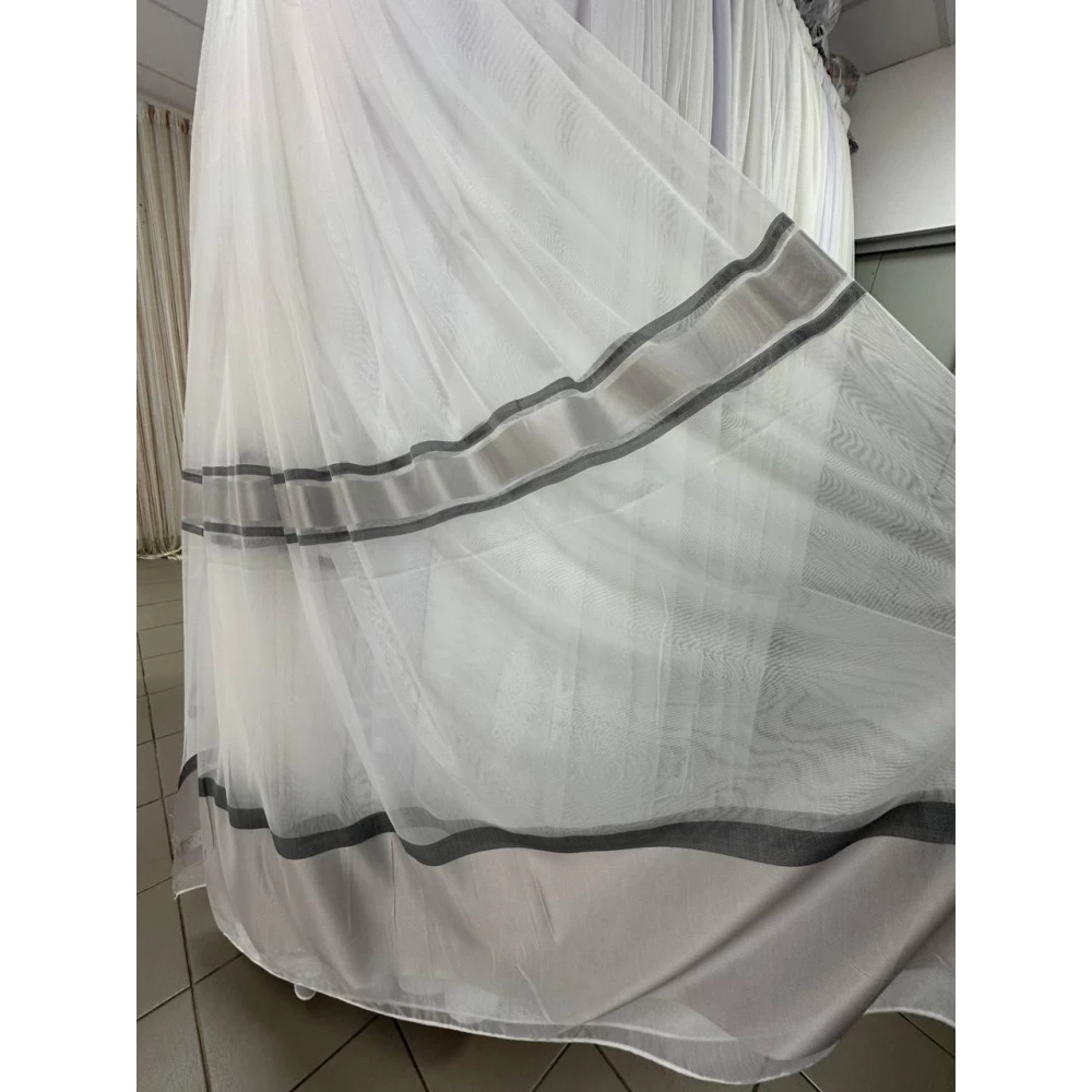 Тюль бамбук смужка 14529 графіт з сірим