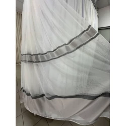 Тюль бамбук смужка 14529 графіт з сірим