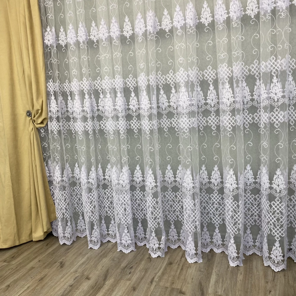 Фатиновая тюль с кордовой вышивкою №16806 для детской, спальни
