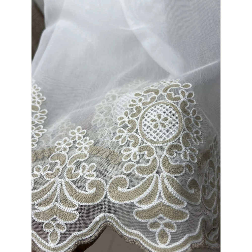 Тюль бамбук с узором по низу №2189 беж