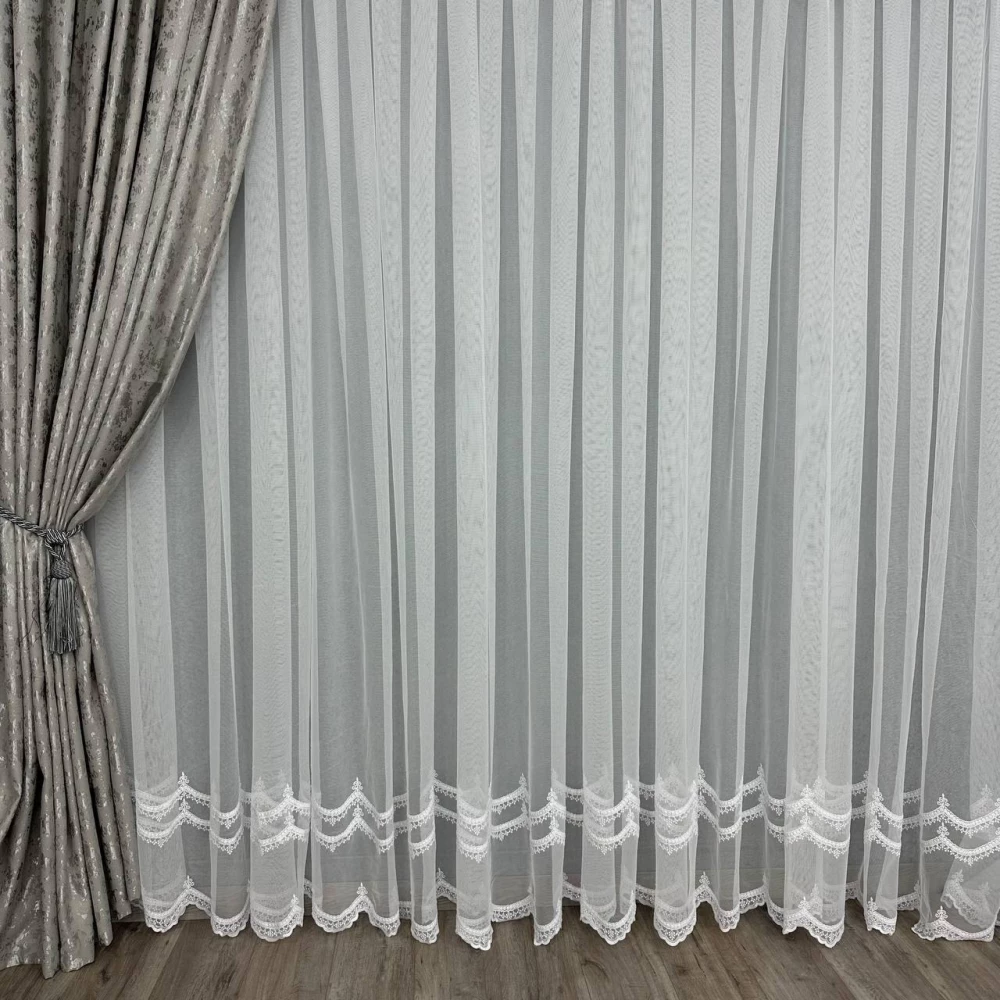 Грек-сітка з вишивкою по низу №2277 біла