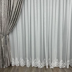 Грек-сітка з вишивкою по низу №2376 біла