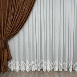 Тюль бамбук с узором по низу №1336 айвори