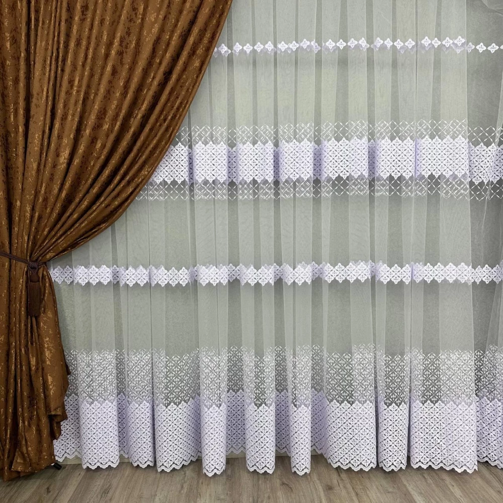 Фатиновый тюль с вышивкой №80103 холодный белый