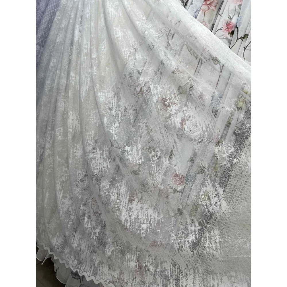 Тюль жаккард короткий №152 мрамор 1,50 м для кухні, віранди, коридору