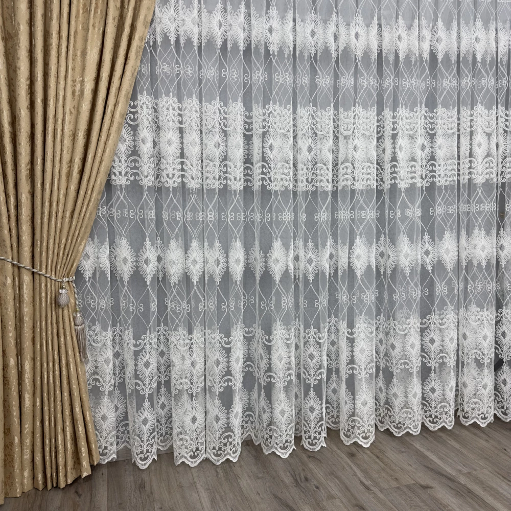 Фатиновая тюль с кордовой вышивкою №163135 для детской, спальни