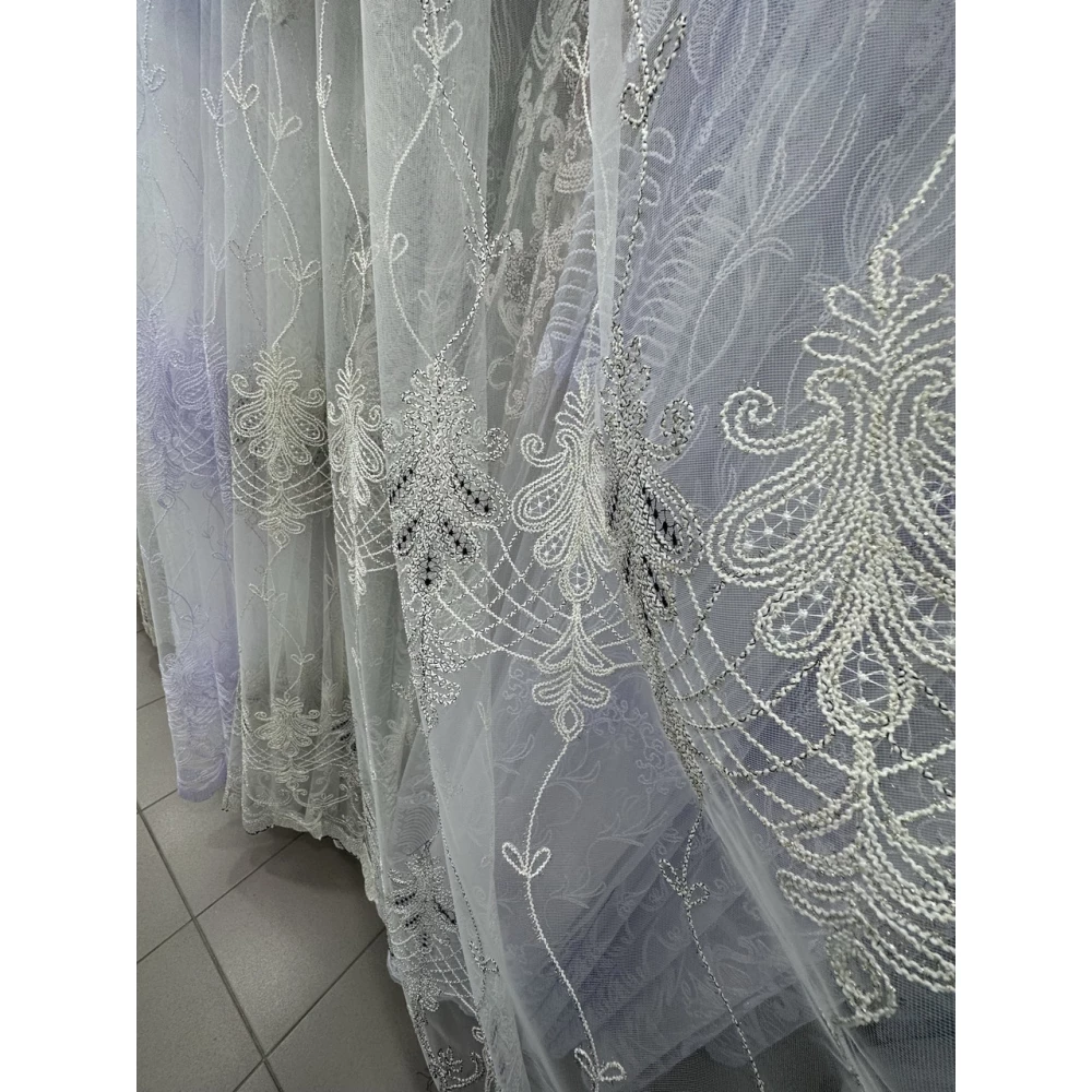 Шикарный фатиновый тюль для зала спальни №116770 на отрез Коричневый