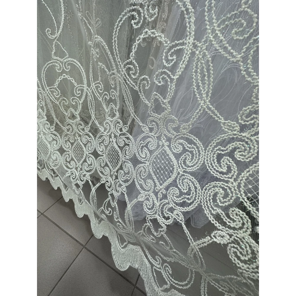 Шикарный фатиновый тюль для зала спальни №116740 на отрез Крем