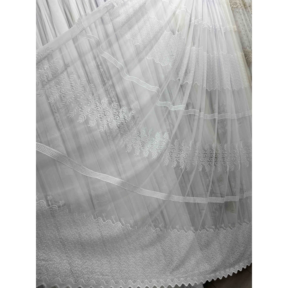 Тюль бамбук №156-1111 белый на отрез