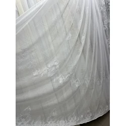 Тюль льон з вишивкою Keten №4527 кремовий