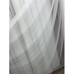 Тюль однотонна грек-сітка біла з жемчугом 24116