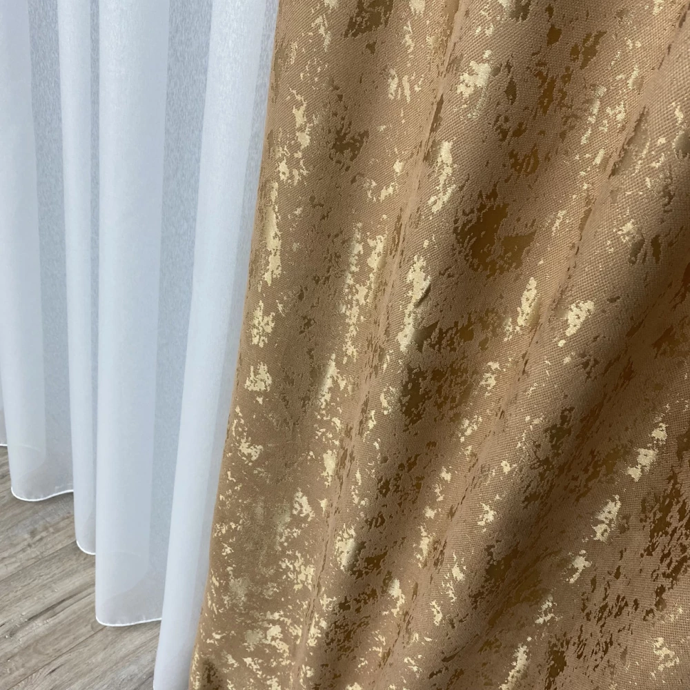 Готові штори Мішковина-мрамор Карамель