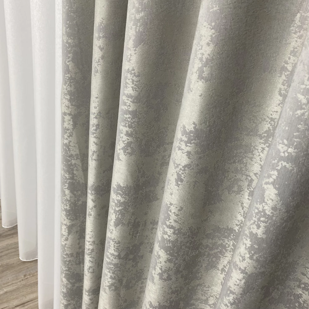 Готовые шторы Мешковина-мрамор Серый