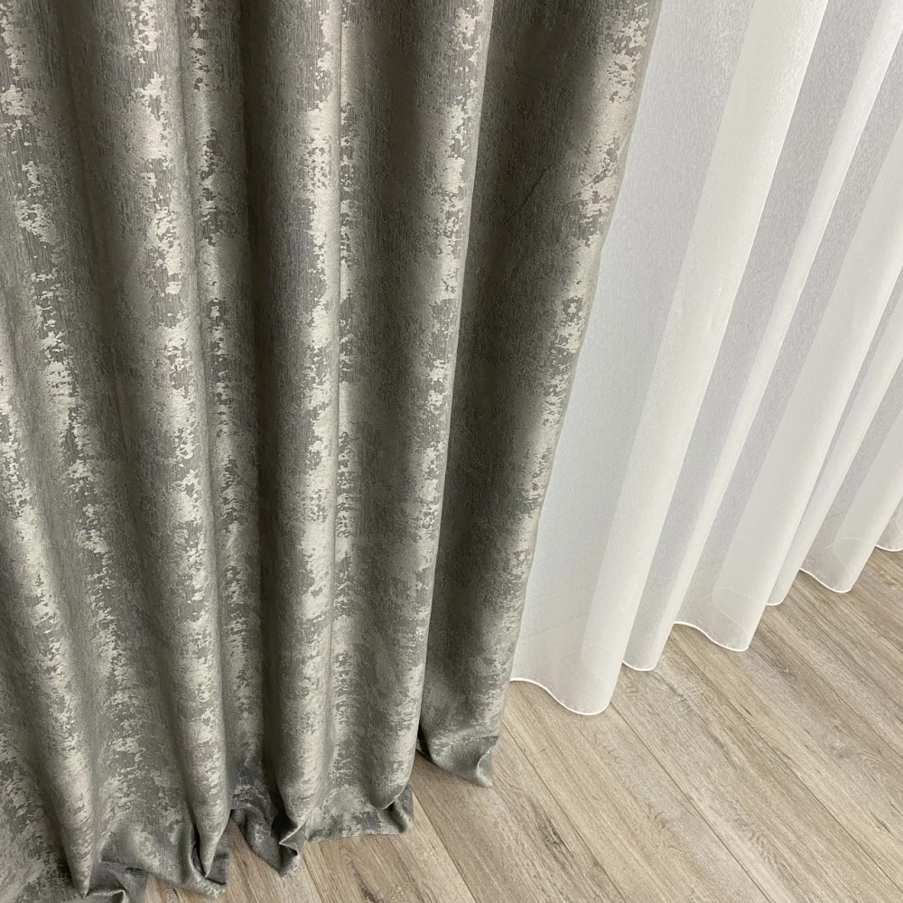 Готові штори Мішковина-мрамор Графіт