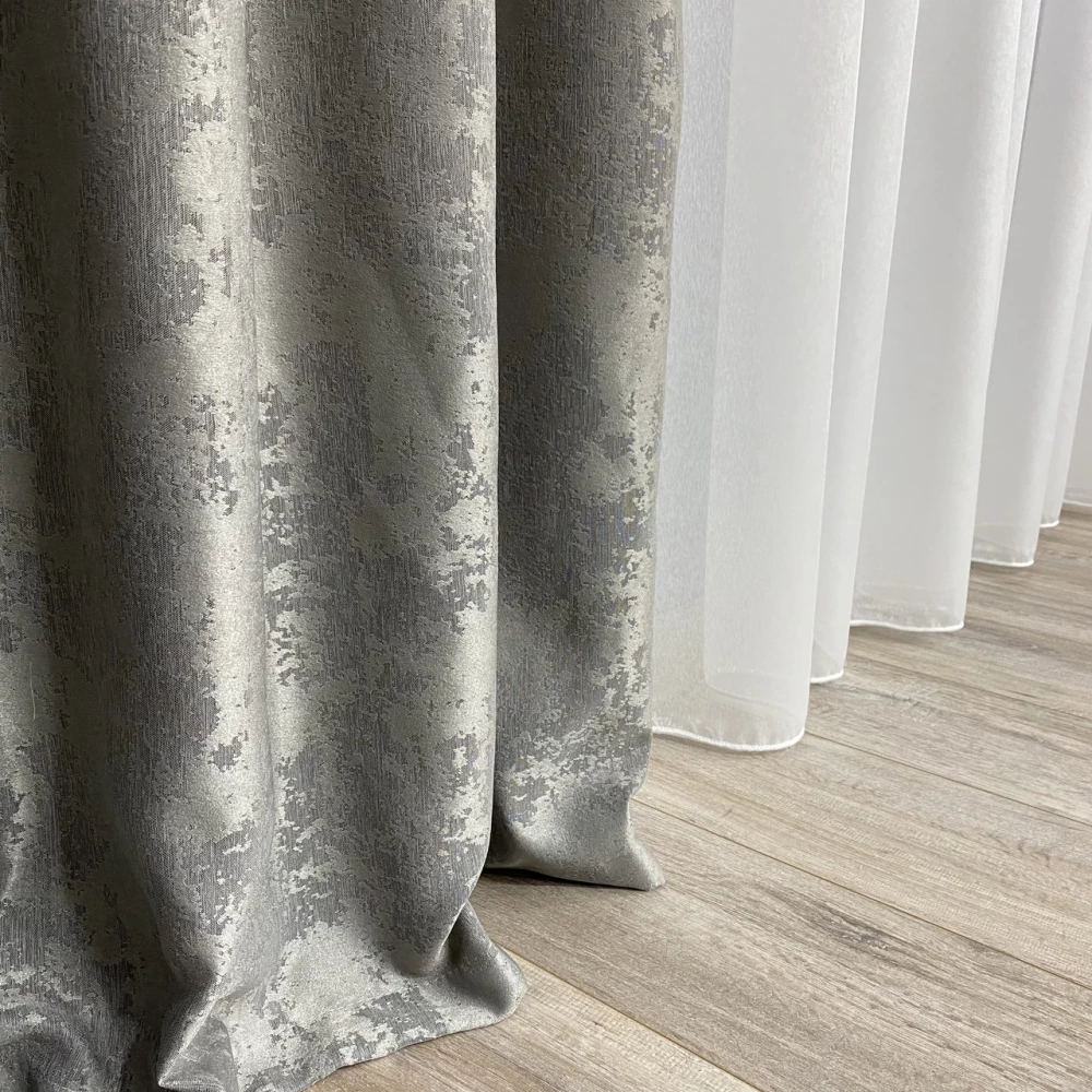 Готові штори Мішковина-мрамор Графіт