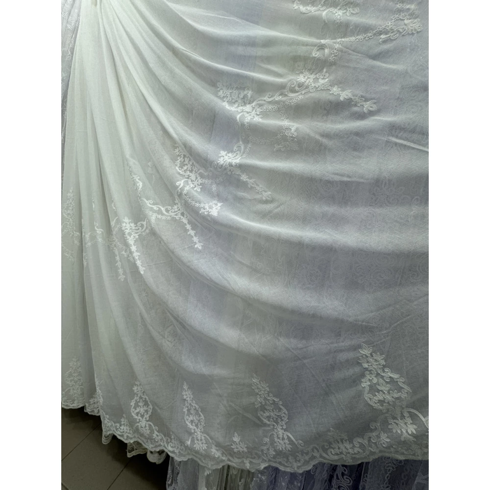 Тюль льон з вишивкою Keten №5150 молочний