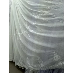 Тюль льон з вишивкою Keten №5150 молочний