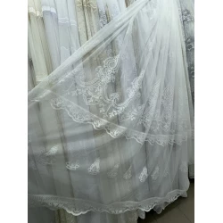 Бамбуковая тюль Keten №4603 для зала, гостинной айвори на отрез