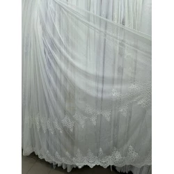 Тюль льон з вишивкою до вікна №2352 молочний