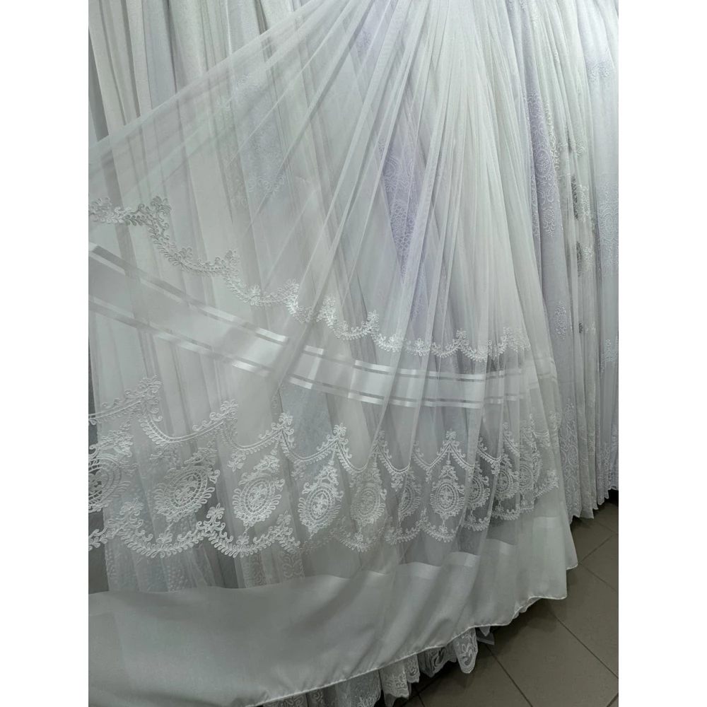 Тюль бамбук з вишивкою Keten 7237 білий