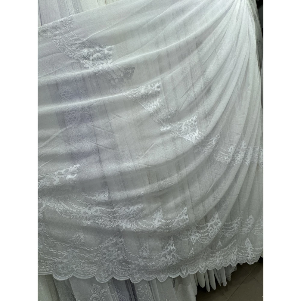 Тюль льон з вишивкою Keten до вікна №3122 білий