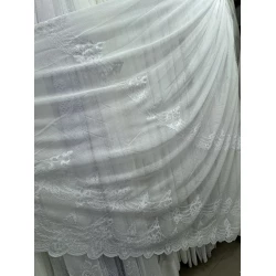 Тюль лён с вышивкой Keten до окна №3122 белый