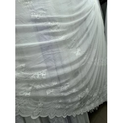 Тюль лён с вышивкой Keten до окна №3122 молочный