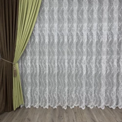 Фатинова тюль із кордовою вишивкою No161005 Білий на відріз Фатинова тюль із кордовою вишивкою No161005 Білий на відріз