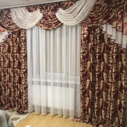 Комплект штор з ламбрекеном з блекаута №315 бордовий