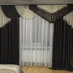 Готовые шторы с ламбрекеном №321 шоколад