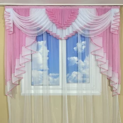 Ламбрекен шифоновий на карниз 2м №422 рожевий