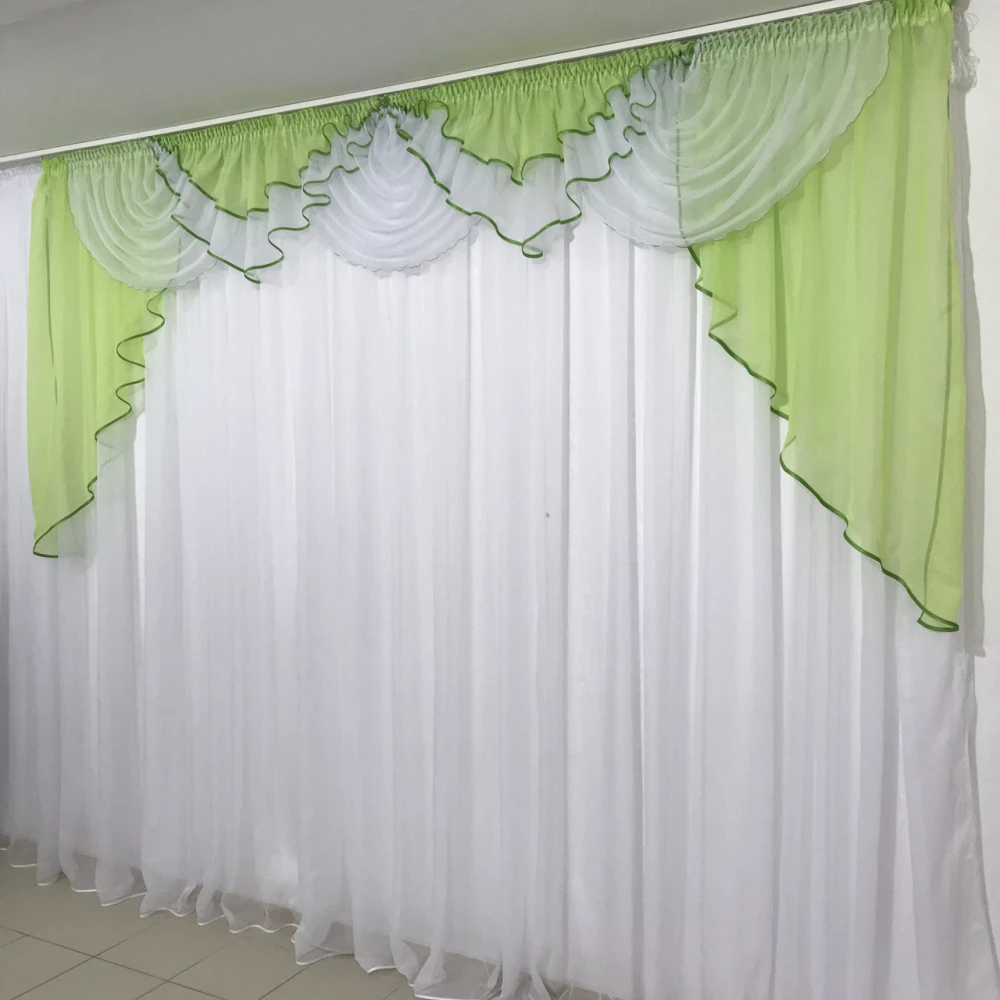 Ламбрекен шифоновий №103 на карниз 3-3,5 м салатовий