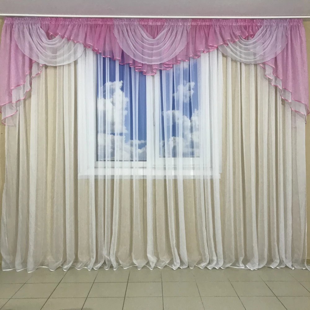 Ламбрекен шифоновый 3-3,5м №101 розовый