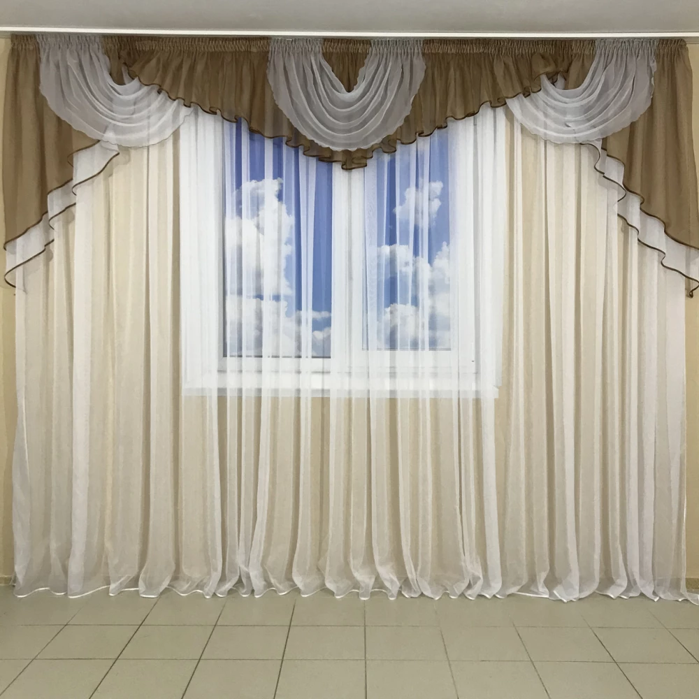 Ламбрекен шифоновий 3-3,5 м №101 коричневий