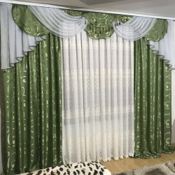 Комплект штор с ламбрекеном № 409 зелёный