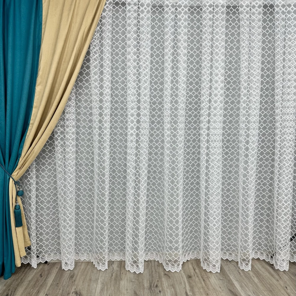 Качественный фатиновый тюль с вышивкой №16012 на отрез