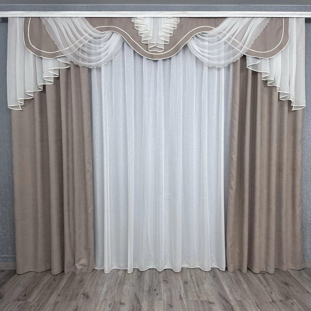 Комплект штор с ламбрекеном № 453 капучино