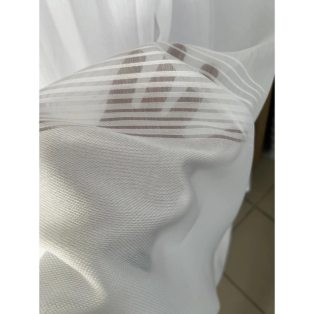 Тюль бамбук зі смужкою ТВ-115 на виріз Білий