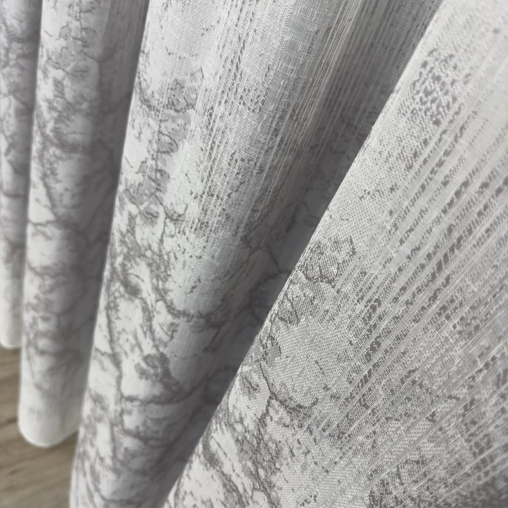 Тюль льон з жаккардовими вставками 110424 сірий