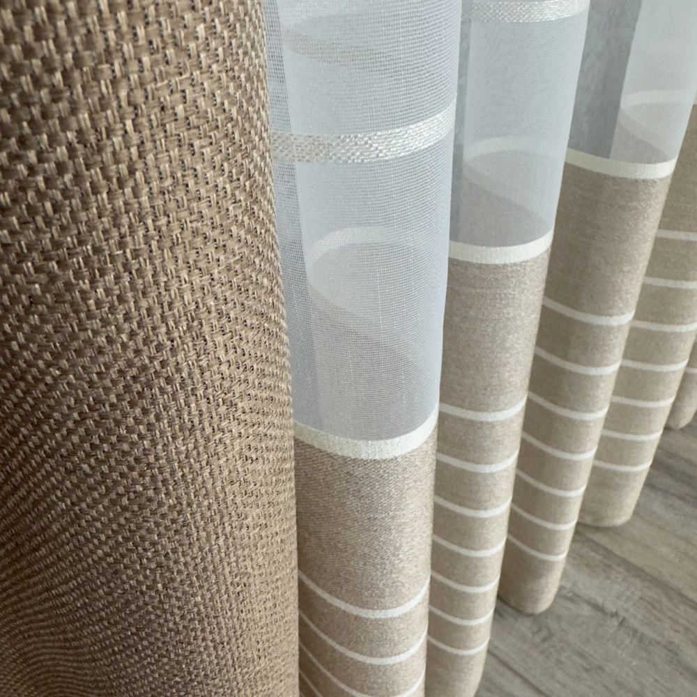 Тюль бамбук с полоской Т15175 беж