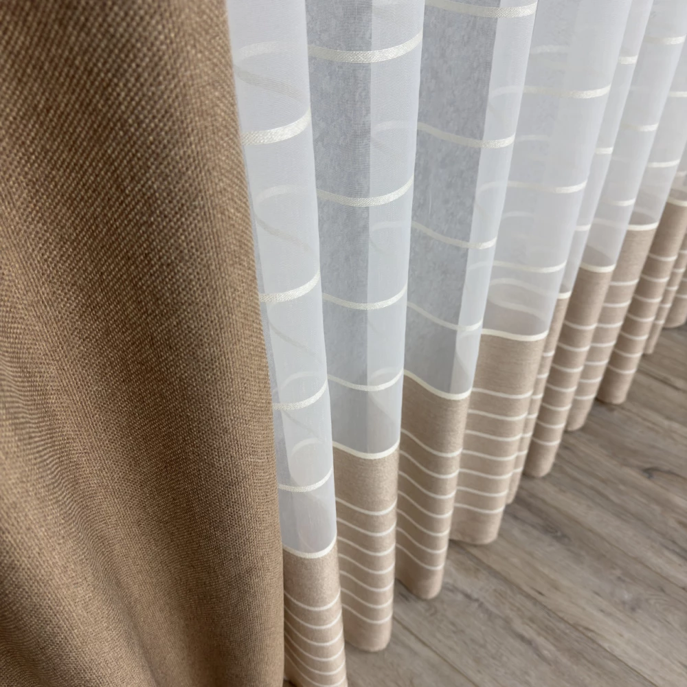Тюль бамбук с полоской Т15175 беж