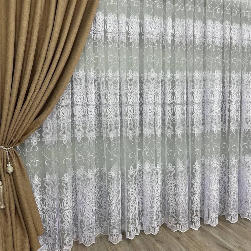 Фатиновая тюль с кордовой вышивкою №163140 для детской, спальни