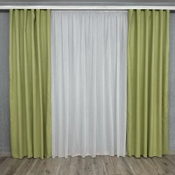 Готові штори однотонні Мікровелюр салатовий