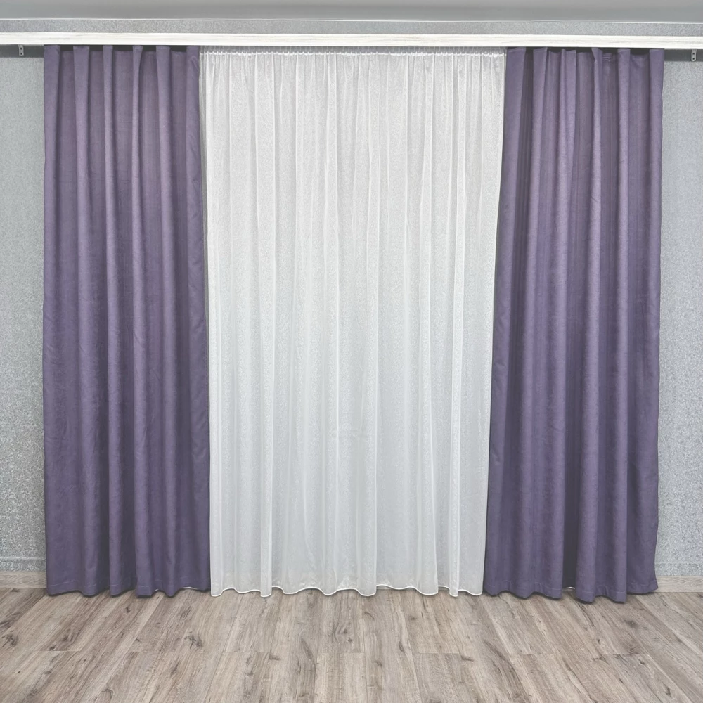 Готові штори однотонні Мікровелюр лаванда